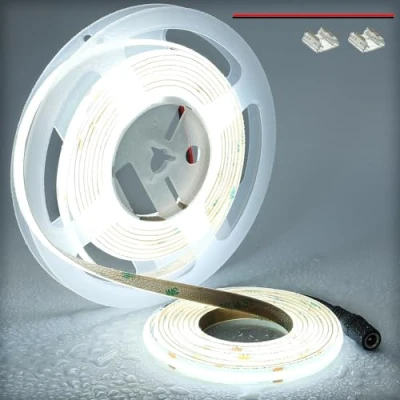 Image of TOPAI 24V COB LED Strip 5M Cool White 6000K Waterproof IP65 Outdoor CRI&gt;90 Super Bright 4000Lm Self Adhesive 480LEDs/M Dotless Uniform for Room Cabinet Home DIY Lighting