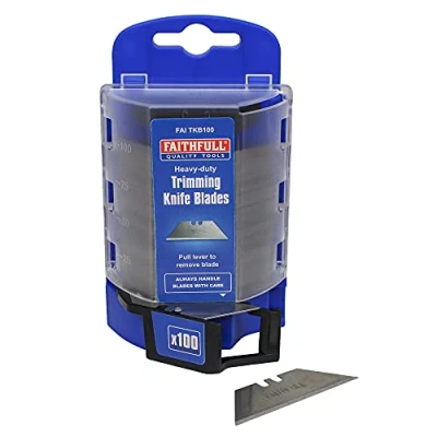 Image of Faithfull FAITKB100 Heavy Duty 100 Trimming Knife Blades With Single Blade Dispenser