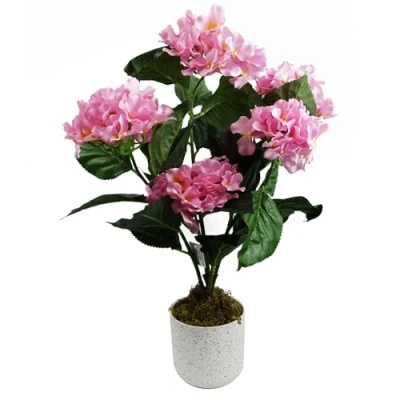 Image of Leaf Design UK Realistic Artificial Flower Plant Tree, 55cm Pink Hydrangea