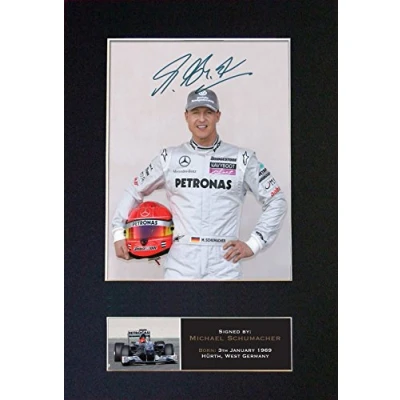 Image of MICHAEL SCHUMACHER Signed Autograph Mounted Photo Reproduction Print A4 Rare (297 x 210mm) #425 (Mount &amp; (Not Framed))