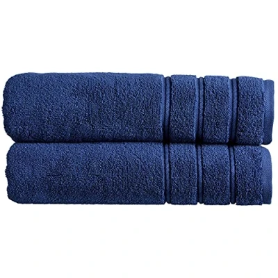 Image of Christy Antalya Large Bath Sheets Set of 2 100% Turkish Cotton 600GSM Soft Plush Luxury Towels 90cm x 150cm Quick Dry Denim Blue