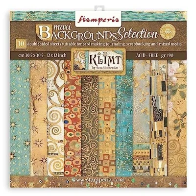 Image of Stamperia International Scrapbooking Pad Maxi Background Selection Klimt, Paper, Various, 30.5x30.5 cm