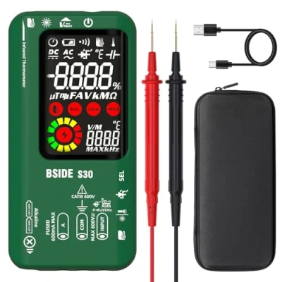 Image of BSIDE Digital Multimeter Electric Tester with Infrared Thermometer 9999 Counts Colour LCD High Voltage Diode LED AC DC Electrical Current Capacitance Ohm Rechargeable