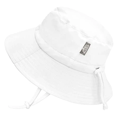 Image of JAN &amp; JUL UV Protection Toddler Bucket Hat with Strap, Water Repellent (XL: 5 12 Years, White)
