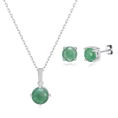 Image of Philip Jones Sterling Silver Green Aventurine Gemstone Set