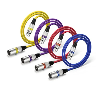 Image of EBXYA XLR Cable Microphone 1M 4 Packs Balanced Male to Female Patch Cables for PA System, Studio Recorder, Amplifier, Mixer