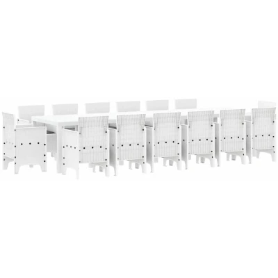 Image of vidaXL 15 Piece Garden Dining Set with Cushions White Poly Rattan