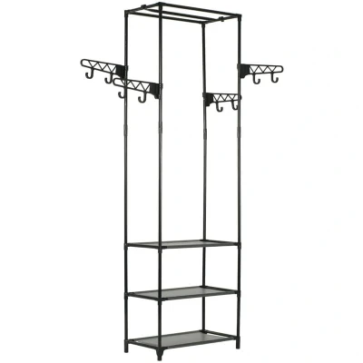 Image of vidaXL Clothes Rack Steel and Non woven Fabric 55x28.5x175 cm Black