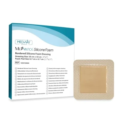 Image of MedVance TM Silicone Bordered Adhesive Foam Dressing Size 10 cm x (7 7 pad), Box of 5 dressings