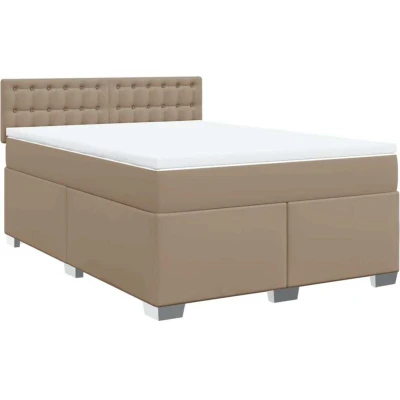 Image of vidaXL Box Spring Bed with Mattress Cappuccino 140x200 cm Faux Leather
