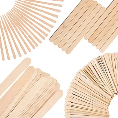 Image of Mibly 4 Style Assorted Wooden Wax Sticks for Body Legs Face and Small Medium Large Sizes Eyebrow Waxing Applicator Spatulas Hair Removal or Wood Craft (Pack Of 450 Sticks)