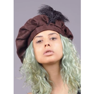 Image of Struts Mens Medieval Brown Tudor Hat with Feather