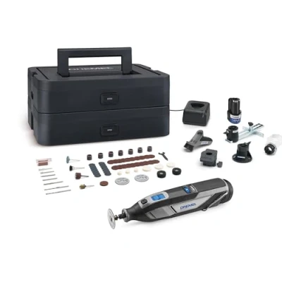 Image of Dremel 8240 5/65 Cordless 12V Rotary Tool 2Ah Battery, Multitool kit with 2 Batteries, 5 Attachments, 1 Platinum Box, 65 Accessories for Cutting, Engraving, Sanding, Polishing, Grinding, Drilling