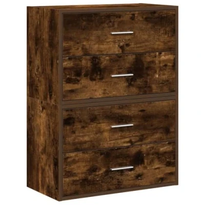 Image of vidaXL Cabinets with 2 Drawers Smoked Oak Engineered Wood Flexible Storage Furniture for Living Room/Bedroom, 60x31x40 cm