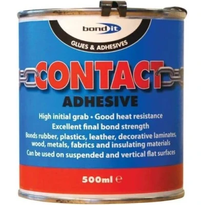 Image of Bond It Contact Adhesive Solvent Based High Grab Neoprene Glue 250ml/500ml/1/5L Bonding Cork leather rubber metals wood (500ml)