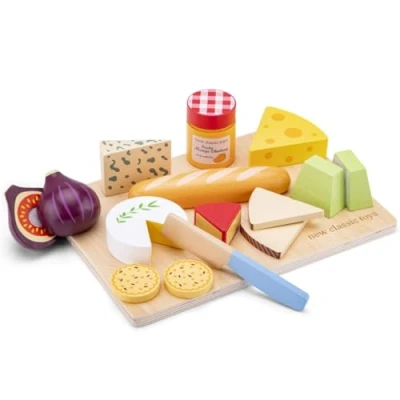 Image of New Classic Toys Wooden Cheese Board for Kids Montessori Toys, Play Food, Kitchen Accessories, Board, Learning Resources Set of 1