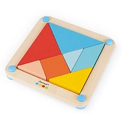 Image of Janod Essential The Tangram Wooden Early Learning Educational Game Water Based Paint Ages 2 and Up, J05070