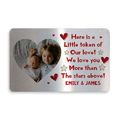Image of Red Ocean Personalised Gift Metal Wallet Insert Card for Dad Mum Auntie Uncle Photo Birthday Him Her
