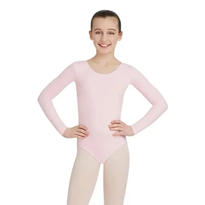 Image of Capezio Girl&#039;s Long Sleeve Leotard, Pink, Child Intermediate
