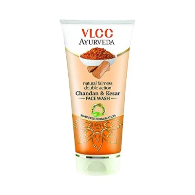 Image of VLCC Ayurveda Natural Fairness Double Action Chandan and Kesar Facewash, 100ml