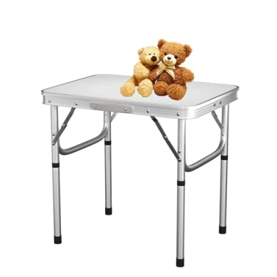 Image of EFAN Folding table 2ft Heavy Duty Camping Desk, Portable Picnic with Carry Handle, For Indoor Outdoor Garden Party Dinning BBQ, Height Adjustable, 60x 45x26/56cm