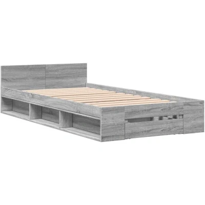Image of vidaXL Bed Frame with Drawer without Mattress Grey Sonoma 75x190 cm Small Single
