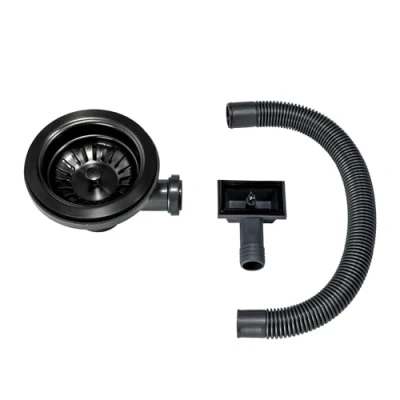 Image of ENKI, SA021, Kitchen Sink Strainer Basket Waste Overflow Pipe Single 1.0 One Bowl Sinks, Gunmetal Grey