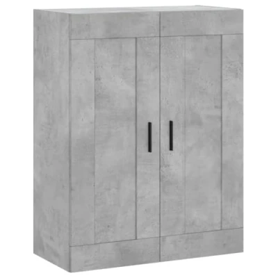 Image of vidaXL Wall Mounted Engineered Wood Cabinet in Concrete Grey Home Storage Solution with 3 Compartments and 2 Doors Perfect for Living Room, TV Room or Office