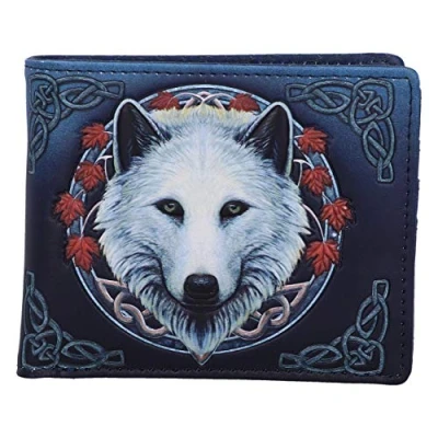 Image of Nemesis Now Lisa Parker Guardian of The Fall White Autumn Wolf Wallet, Polyurethane, Blue, 11cm