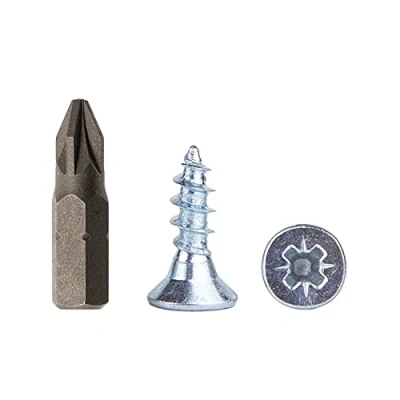 Image of (Pack of 400 pcs) Zinc Plated Steel 4.0 x 12 mm Wood Screws, Chipboard Universal Pozi Drive Screw, PZ Fully Threaded, Countersunk Head (400, mm)