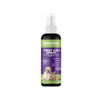 Image of RenaSan Animal First Aid Spray (100ml) Fights infection, kills bacteria &amp; stops itching, Veterinary grade skin protection, Alcohol Free, Non irritating, for Dogs, Cats all other animals.