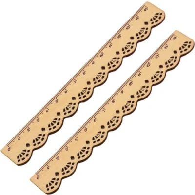 Image of Wood Ruler 15cm Cute Lace Edge Wooden Rulers Measuring for Home Office Tailor Shop School Supplies
