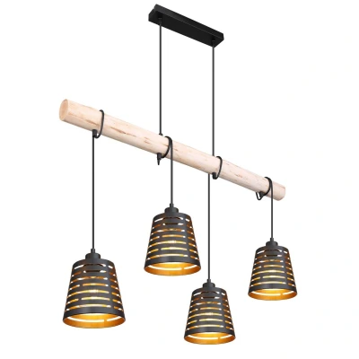 Image of Ablona Bar Pendant Ceiling Light Matt Black 4x E27