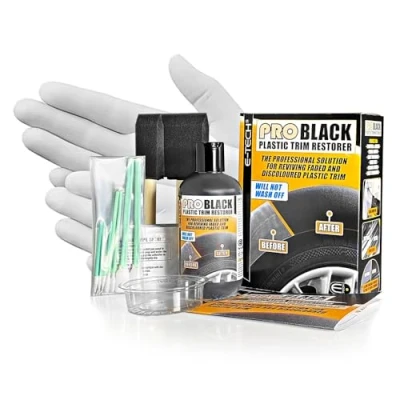Image of E TECH PRO BLACK plastic Trim Restorer Kit Faded UV damaged restoration