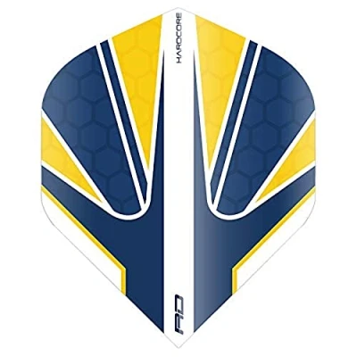 Image of RED DRAGON Hardcore Radical Blue &amp; Yellow Dart Flights 4 sets Per Pack (12 in total)