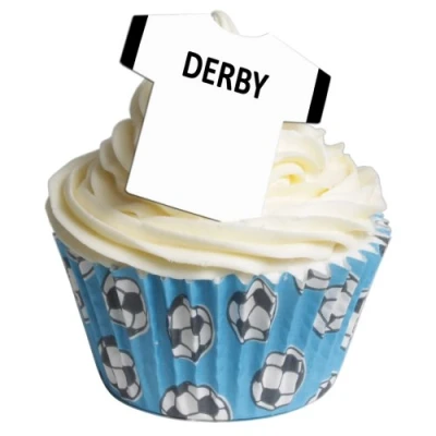 Image of Pack of 24 Edible Wafer Decorations Football Shirts Derby County 201 272