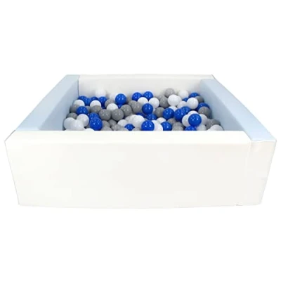 Image of Velinda Soft play ball pit, home indoor, outdoor, pit + 300 balls (Ball pit/balls colour: white, blue (pastel)/white, blue, grey)