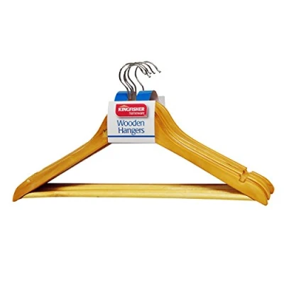 Image of Kingfisher Wooden Hangers, Brown, Pack of 5