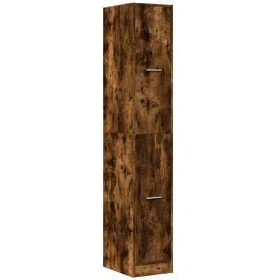 Image of vidaXL Apothecary Cabinet Smoked Oak Engineered Wood 4 Drawer Storage for Kitchen, Living Room, Office 30x41x174.5 cm