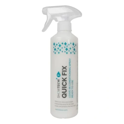 Image of Show Tech+ Quick Fix Spray Instant Pet Grooming Solution for Dogs &amp; Cats Detangles, Freshens Adds Shine Hassle Free Coat Maintenance Busy Owners Groomer Approved Formula, 500ml