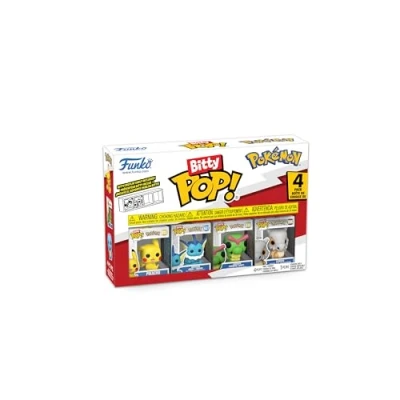 Image of Funko Bitty Pop! Pokemon Pikachu 4PK and A Surprise Mystery Mini Figure 0.9 Inch (2.2 Cm) Collectable Stackable Display Shelf Included Gift Idea Party Bags Stocking Cake Topper