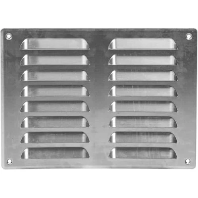 Image of Metal Air Vent Grille 260mm x 190mm with Fly Screen Flat Louvre Duct Cover (Aluminium)