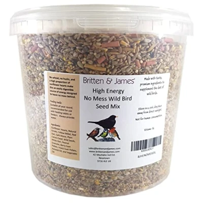 Image of Britten &amp; James High Energy No Mess Seed and Suet mix for wild birds. Stay Fresh Tub 5L (3.7kg)