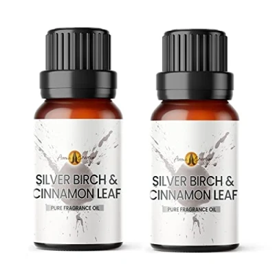 Image of Aroma Energy Silver Birch &amp; Cinnamon Leaf Fragrance Oil 20ml (2 x 10ml) Highly Scented for Making Candle, Soap, Wax Melt, Diffuser etc