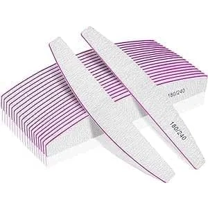 Image of Professional Nail Files, Double Sided Emery Board for Nails 180/240 Grit, Coarse Washable Files Acrylic &amp; Natural Nails, 5 Pack Fine Grit File
