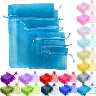 Image of Time to Sparkle 200pcs Organza Gift Bags Wedding Party Favour Jewellery Packing Pouches (Aqua, 7x9cm 200pcs)