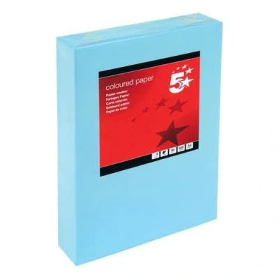 Image of 5 Star Office Coloured Copier Paper Multifunctional Ream Wrapped 80gsm A4 Medium Blue [500 Sheets]+Free finchley Refill Pen (1)