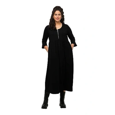 Image of Ulla Popken Women&#039;s Kleid mit Reißverschluss Dresses, Black, 28 30 Plus