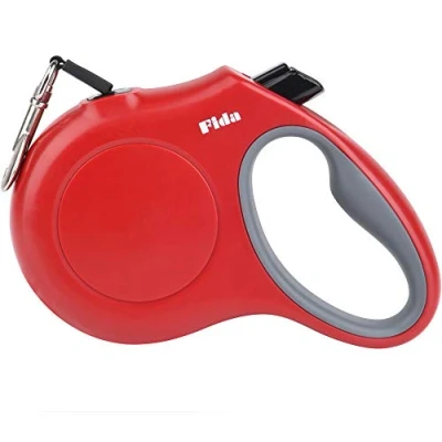 Image of Fida Retractable Dog Lead, 5m Heavy Duty Pet Walking Leash for Small up to 12kg, Tangle Free. One Hand Brake (Small, Red)