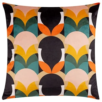 Image of Heya Home Raeya Polyester Filled Cushion,Peach/Black,45 x 45cm